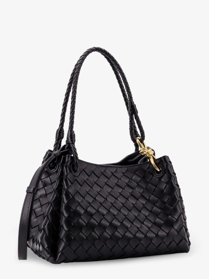 Bottega Veneta Parachute Leather Shoulder Bag With Intrecciato Motif And Knot Detail
