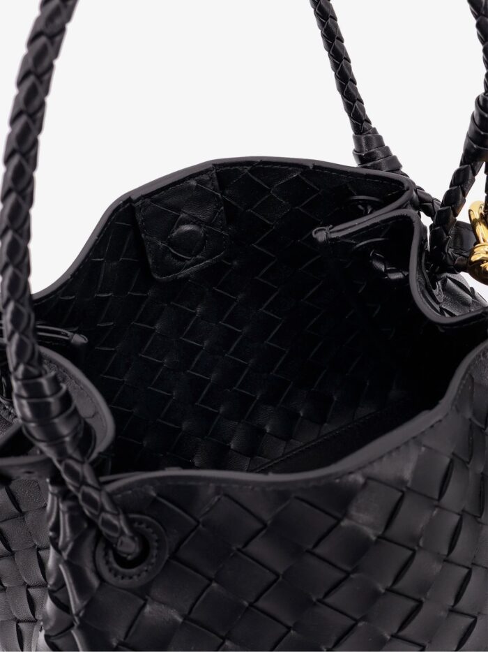 Bottega Veneta Parachute Leather Shoulder Bag With Intrecciato Motif And Knot Detail