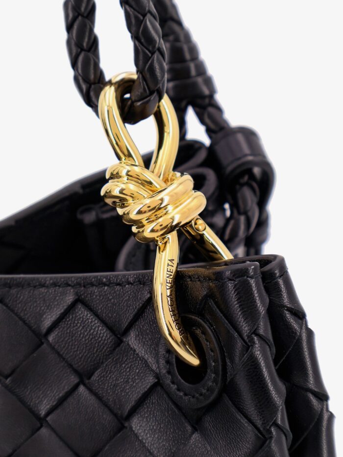 Bottega Veneta Parachute Leather Shoulder Bag With Intrecciato Motif And Knot Detail