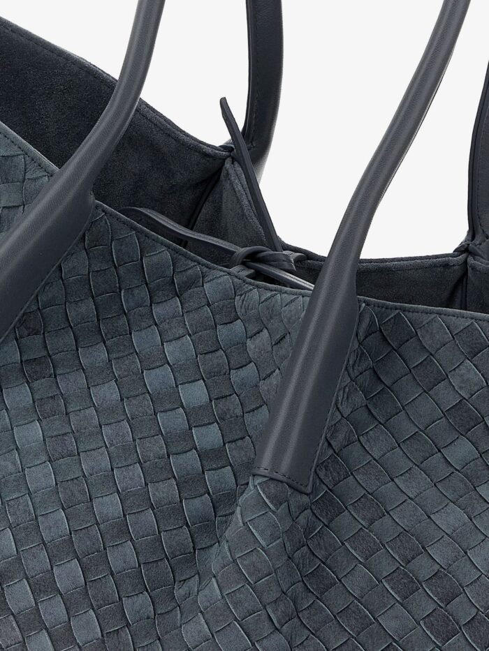 Bottega Veneta Pinacoteca Suede Handbag With Intrecciato Motif