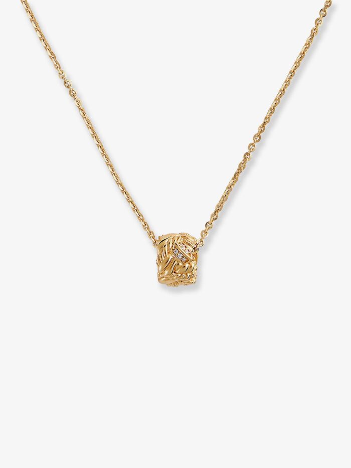 Bottega Veneta Silver Necklace With Intreccio Pendant