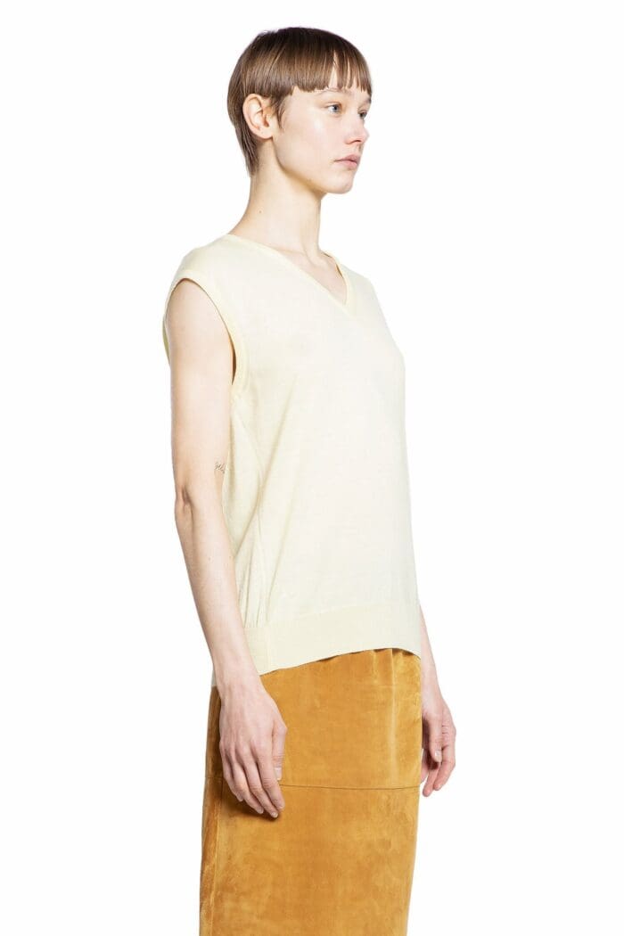 BOTTEGA VENETA Sleeveless V-neck Sweater In Fluid Cashmere