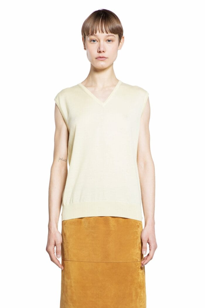 BOTTEGA VENETA Sleeveless V-neck Sweater In Fluid Cashmere