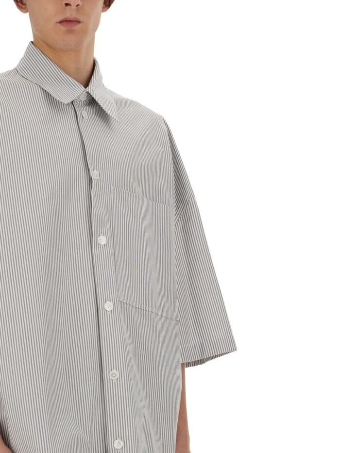 Bottega Veneta STRIPED OVERSHIRT WITH "BV" EMBROIDERY