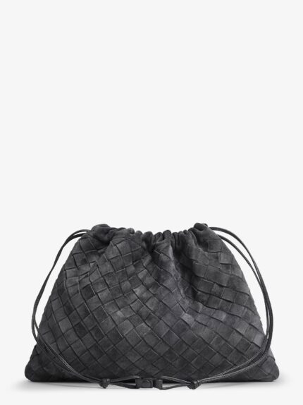 Bottega Veneta Suede Dustbag Clutch With Intrecciato Motif