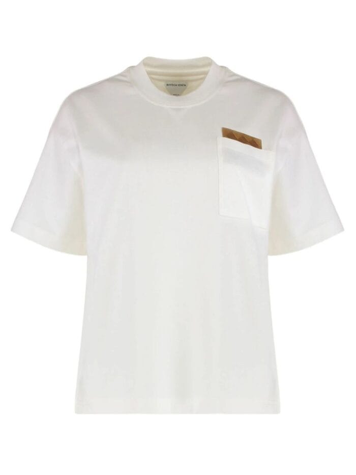 bottega veneta t shirt with leather detail Bottega Veneta T-SHIRT WITH LEATHER DETAIL