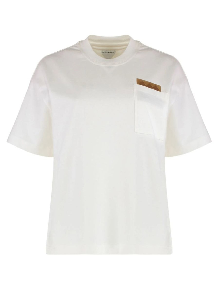 Bottega Veneta T-SHIRT WITH LEATHER DETAIL