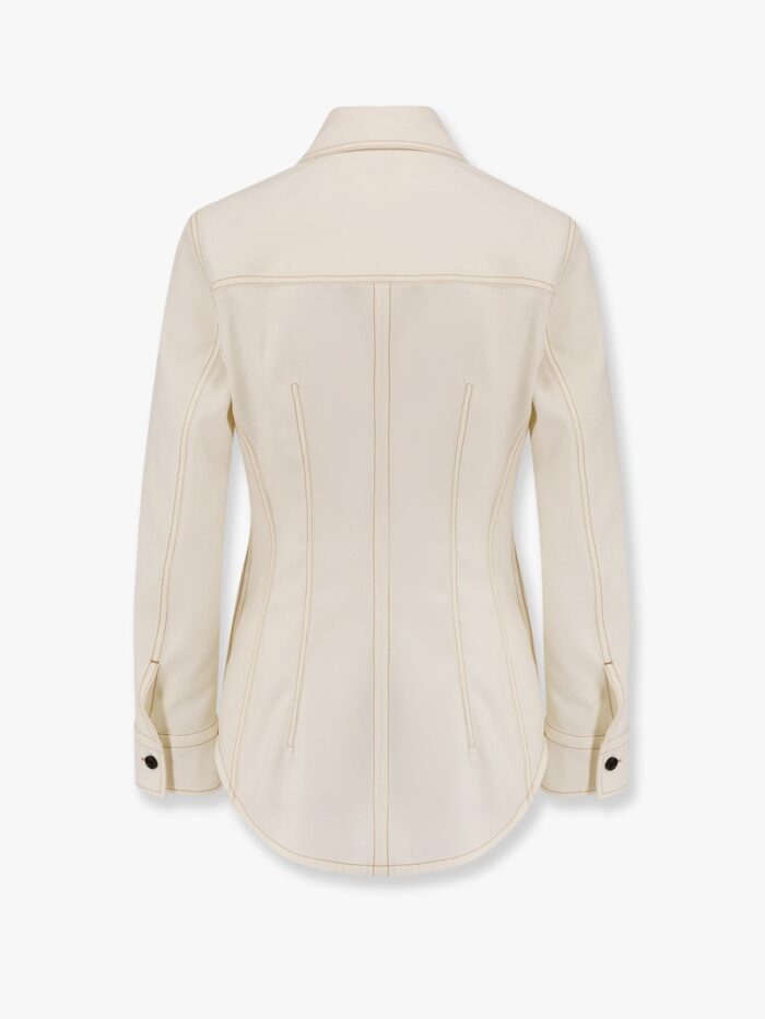 Bottega Veneta Traverl Light Wool Shirt With Maxi Pointed Collar