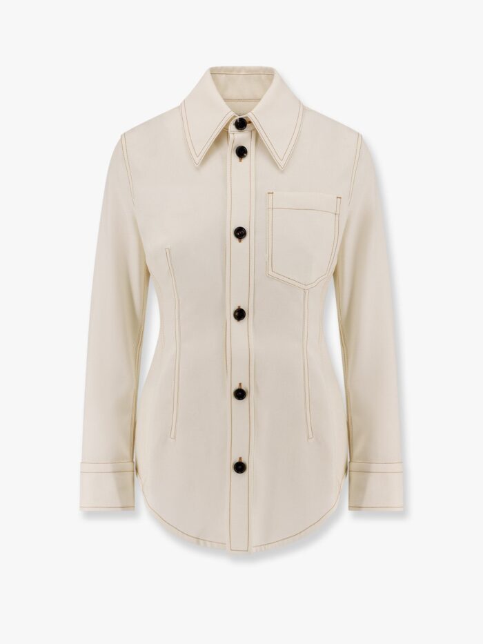 Bottega Veneta Traverl Light Wool Shirt With Maxi Pointed Collar
