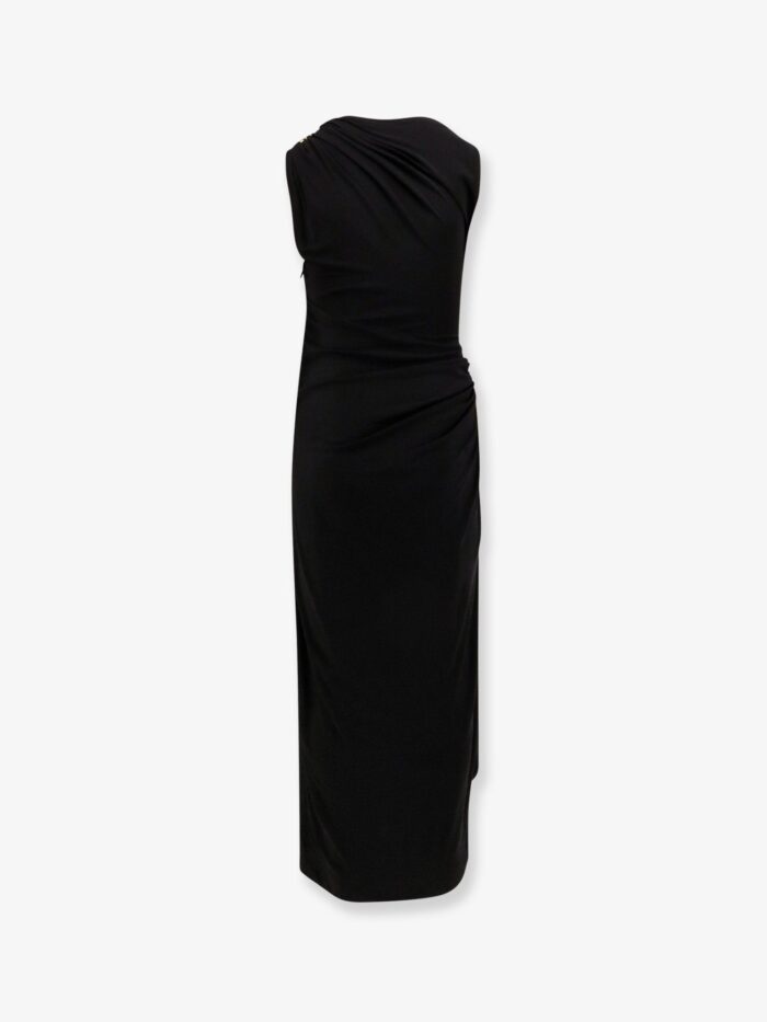 Bottega Veneta Viscose Long Dress With Gold Metal Details