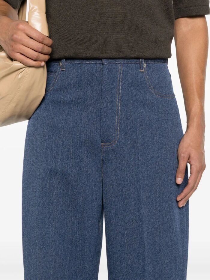 Bottega Veneta Wide Leg Cotton And Wool Trouser