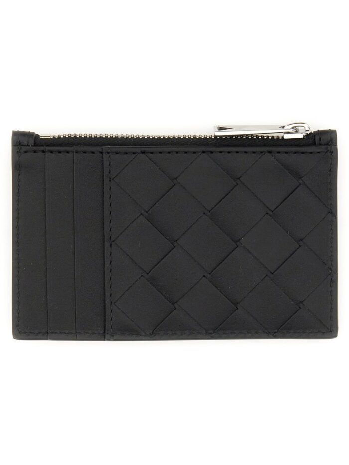 Bottega Veneta WOVEN CARD HOLDER WITH ZIPPER