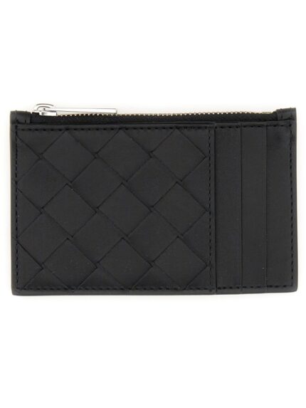 Bottega Veneta WOVEN CARD HOLDER WITH ZIPPER