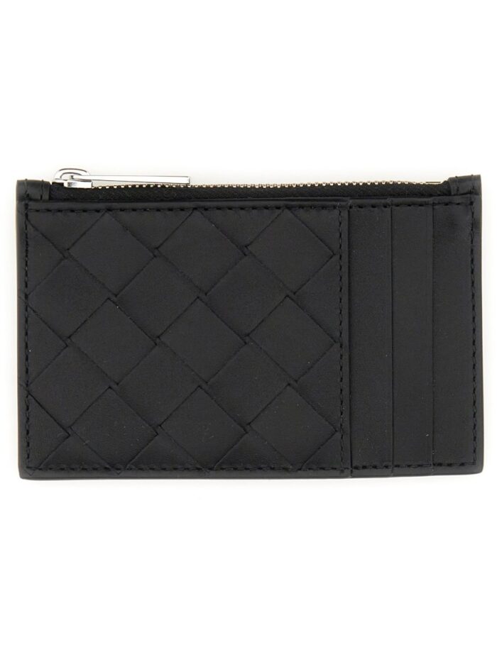 Bottega Veneta WOVEN CARD HOLDER WITH ZIPPER