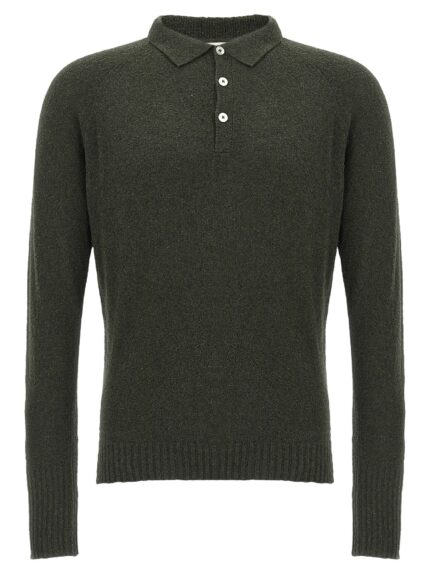 MA'RY'YA Bouclé Cotton Polo Shirt