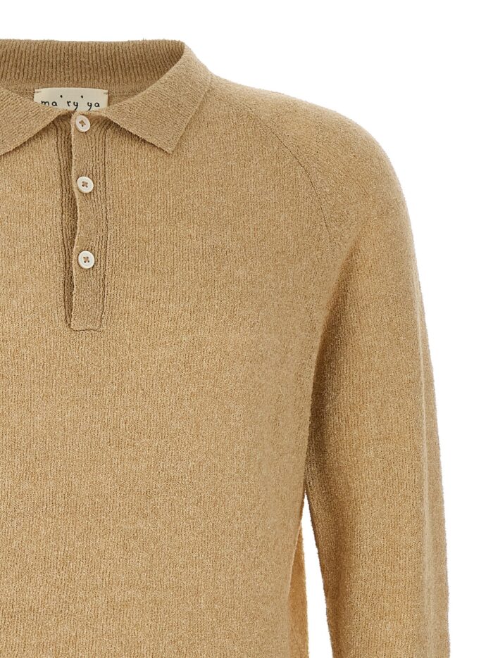MA'RY'YA Bouclé Cotton Polo Shirt
