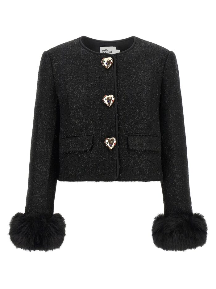 self portrait bouclé fur jacket SELF PORTRAIT Bouclé Fur Jacket
