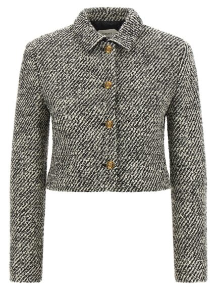 Versace Bouclé Wool Blend Blouson Jacket