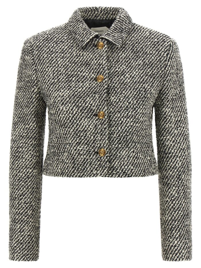 versace bouclé wool blend blouson jacket Versace Bouclé Wool Blend Blouson Jacket