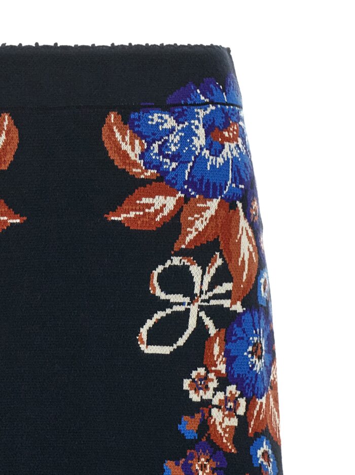 FARM RIO 'Bow Garden Knit' Intarsia Skirt