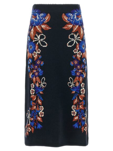 FARM RIO 'Bow Garden Knit' Intarsia Skirt