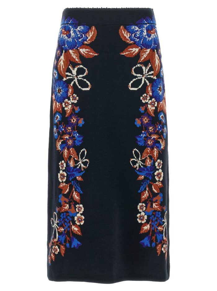 FARM RIO 'Bow Garden Knit' Intarsia Skirt