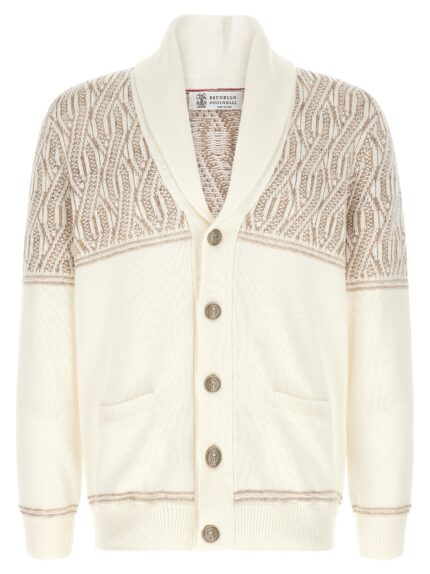 Brunello Cucinelli Braided Jacquard Shoulders Cardigan