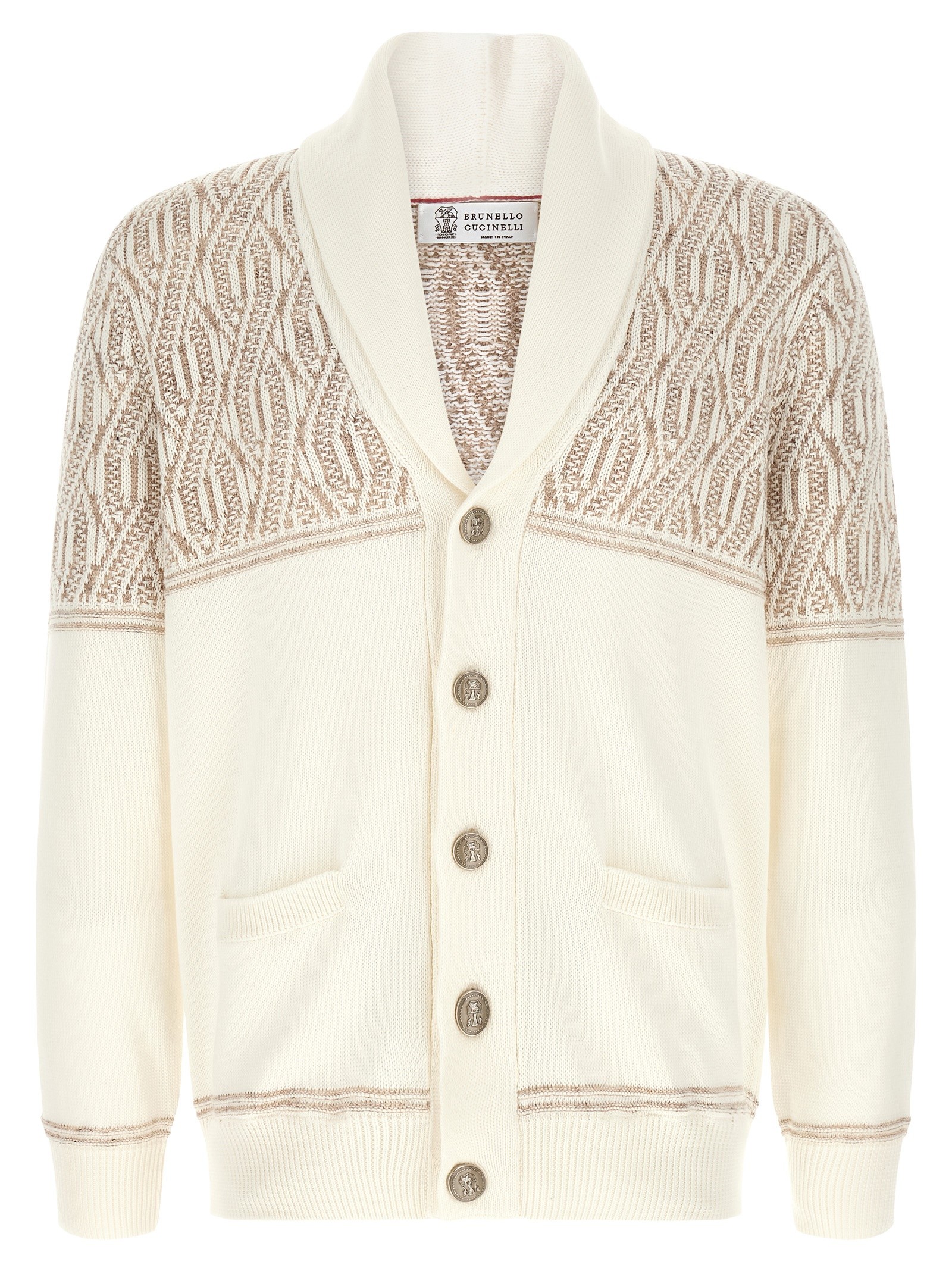 Brunello Cucinelli Braided Jacquard Shoulders Cardigan