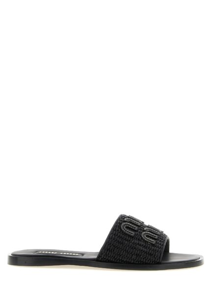 Miu Miu Braided Slides With Logo