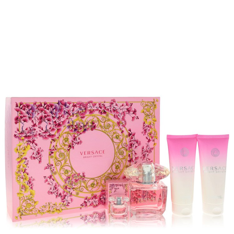 Bright Crystal By Versace - Gift Set -- 3 Oz Eau De Toilette Spray + 3.4 Oz Body Lotion + 3.4 Oz Shower Gel + 0.17 Mini EDT