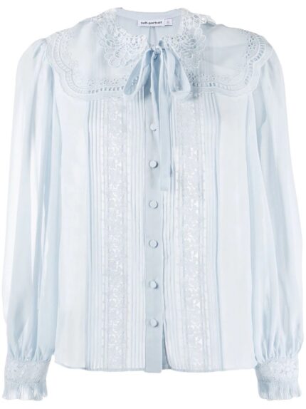 Broderie Collar Chiffon Blouse