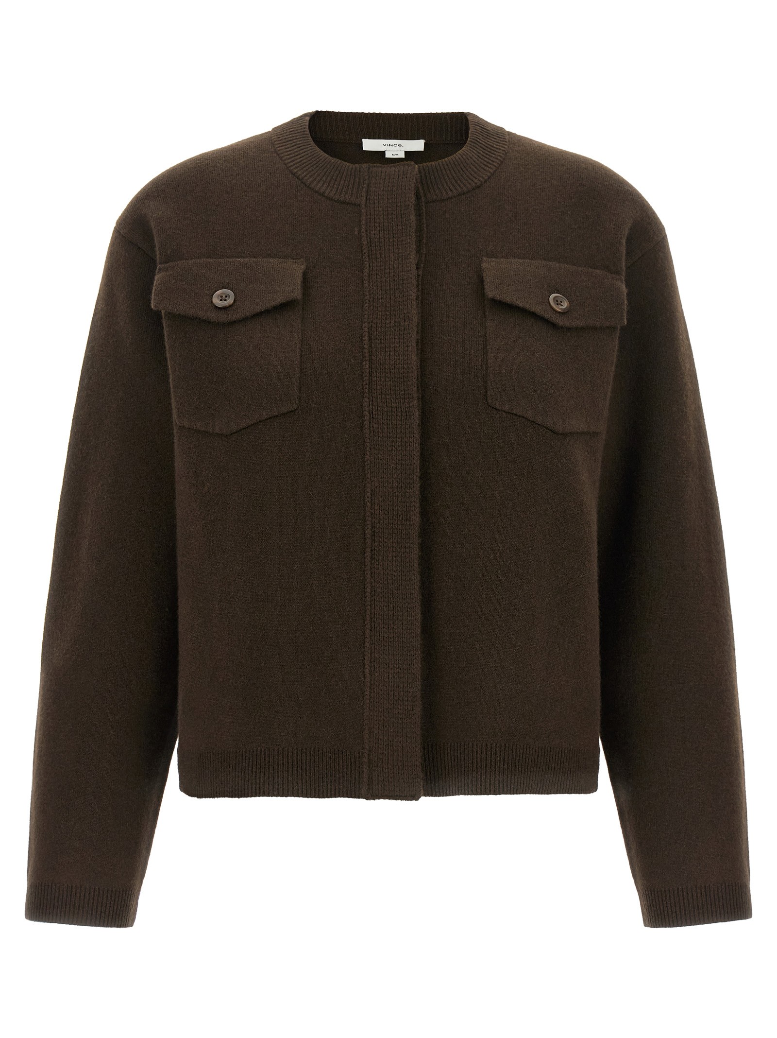 VINCE Brown Flap Pockets Cardigan