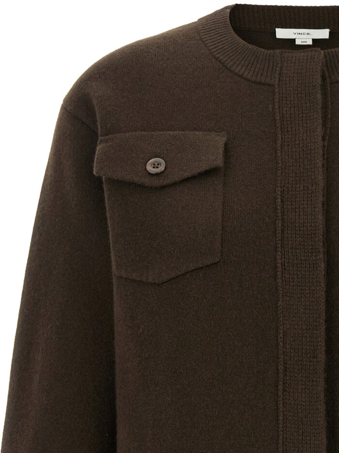 VINCE Brown Flap Pockets Cardigan