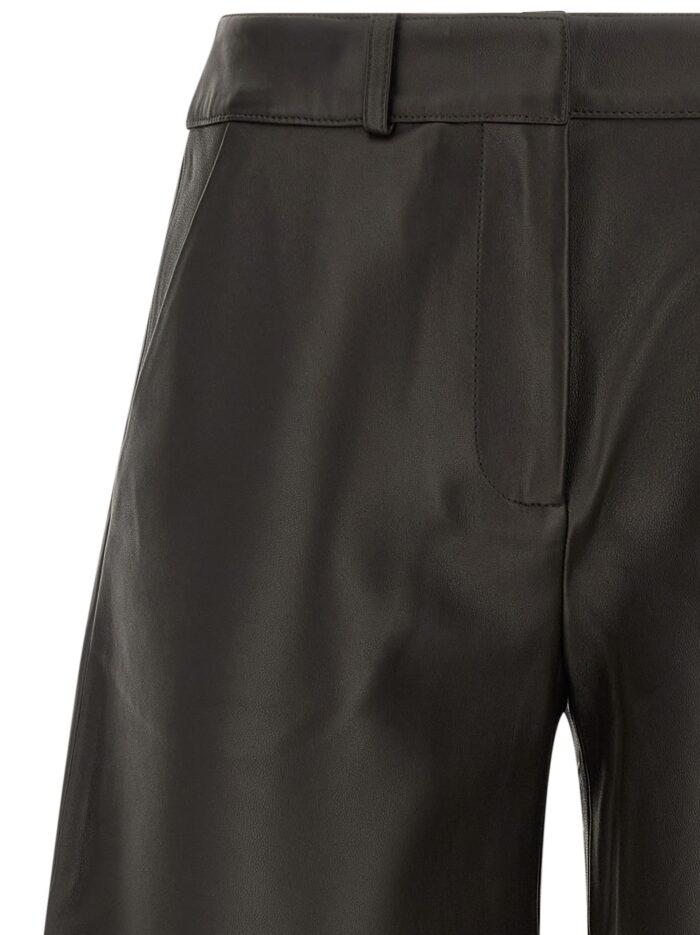 CO Brown Leather Barrel Trousers