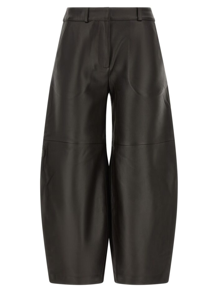 co brown leather barrel trousers CO Brown Leather Barrel Trousers