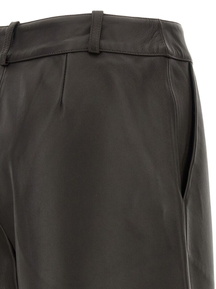 CO Brown Leather Barrel Trousers