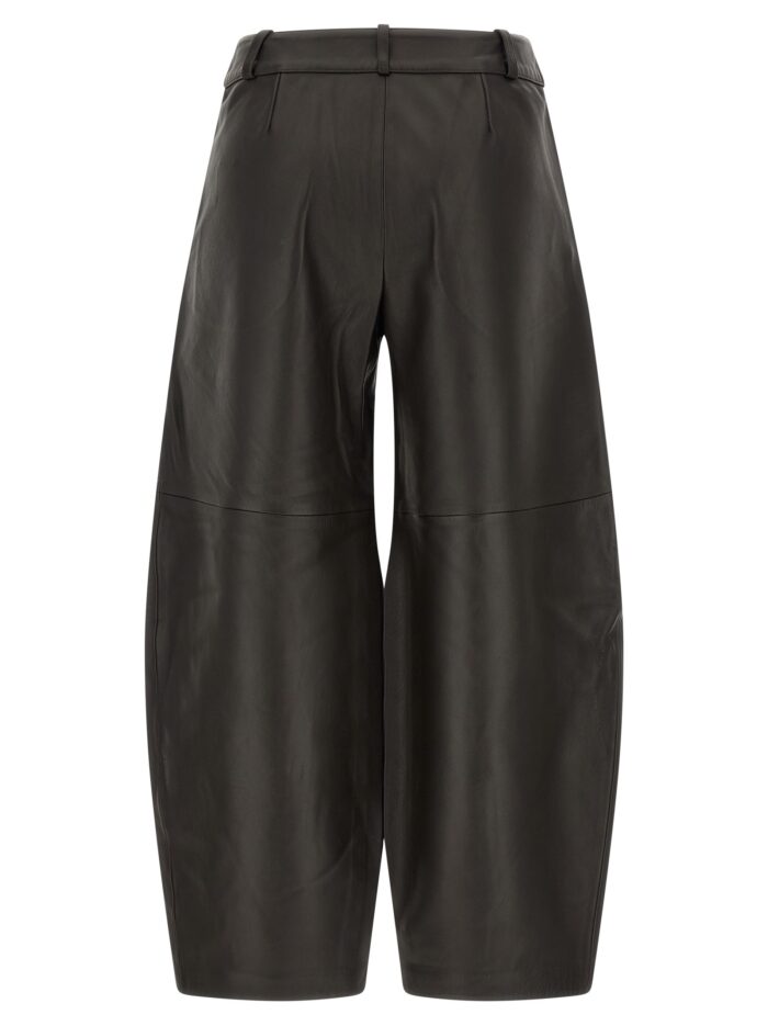 CO Brown Leather Barrel Trousers