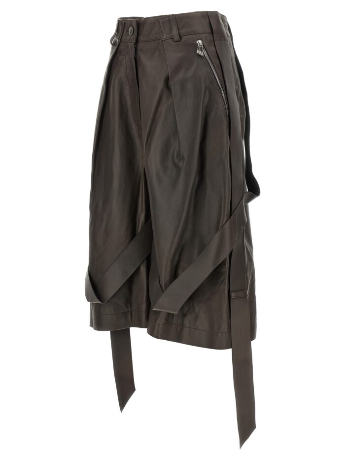The Attico Brown Leather Bermuda Shorts