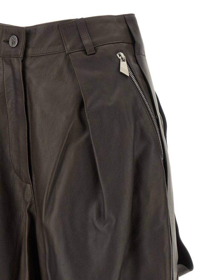 The Attico Brown Leather Bermuda Shorts