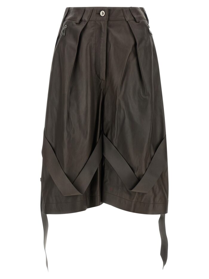 the attico brown leather bermuda shorts The Attico Brown Leather Bermuda Shorts