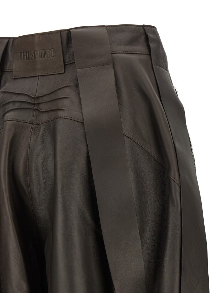 The Attico Brown Leather Bermuda Shorts
