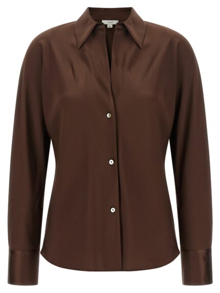 VINCE Brown Silk Blouse
