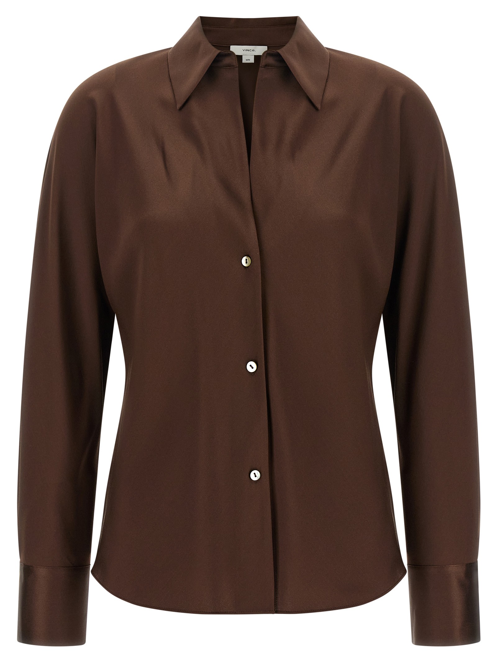 VINCE Brown Silk Blouse