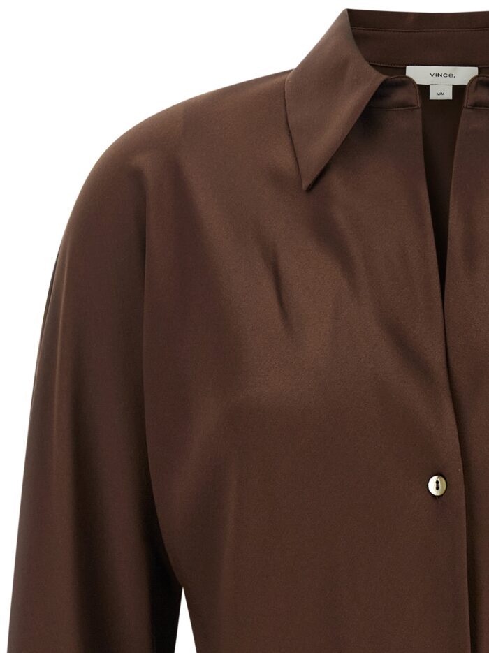VINCE Brown Silk Blouse