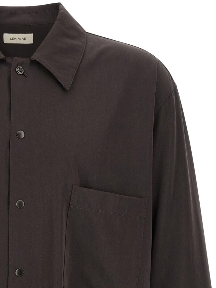 LEMAIRE Brown Wool Gabardine Overshirt