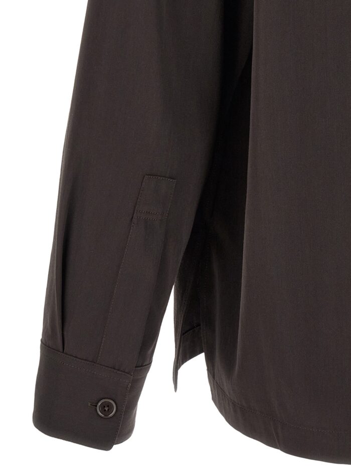 LEMAIRE Brown Wool Gabardine Overshirt