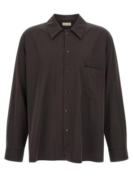 LEMAIRE Brown Wool Gabardine Overshirt