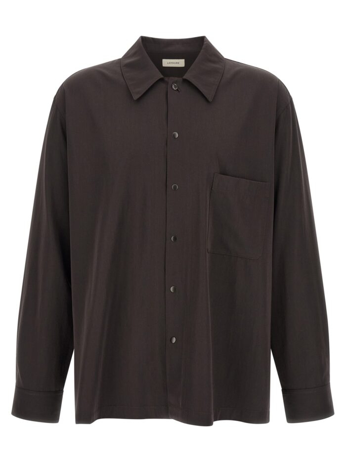 LEMAIRE Brown Wool Gabardine Overshirt