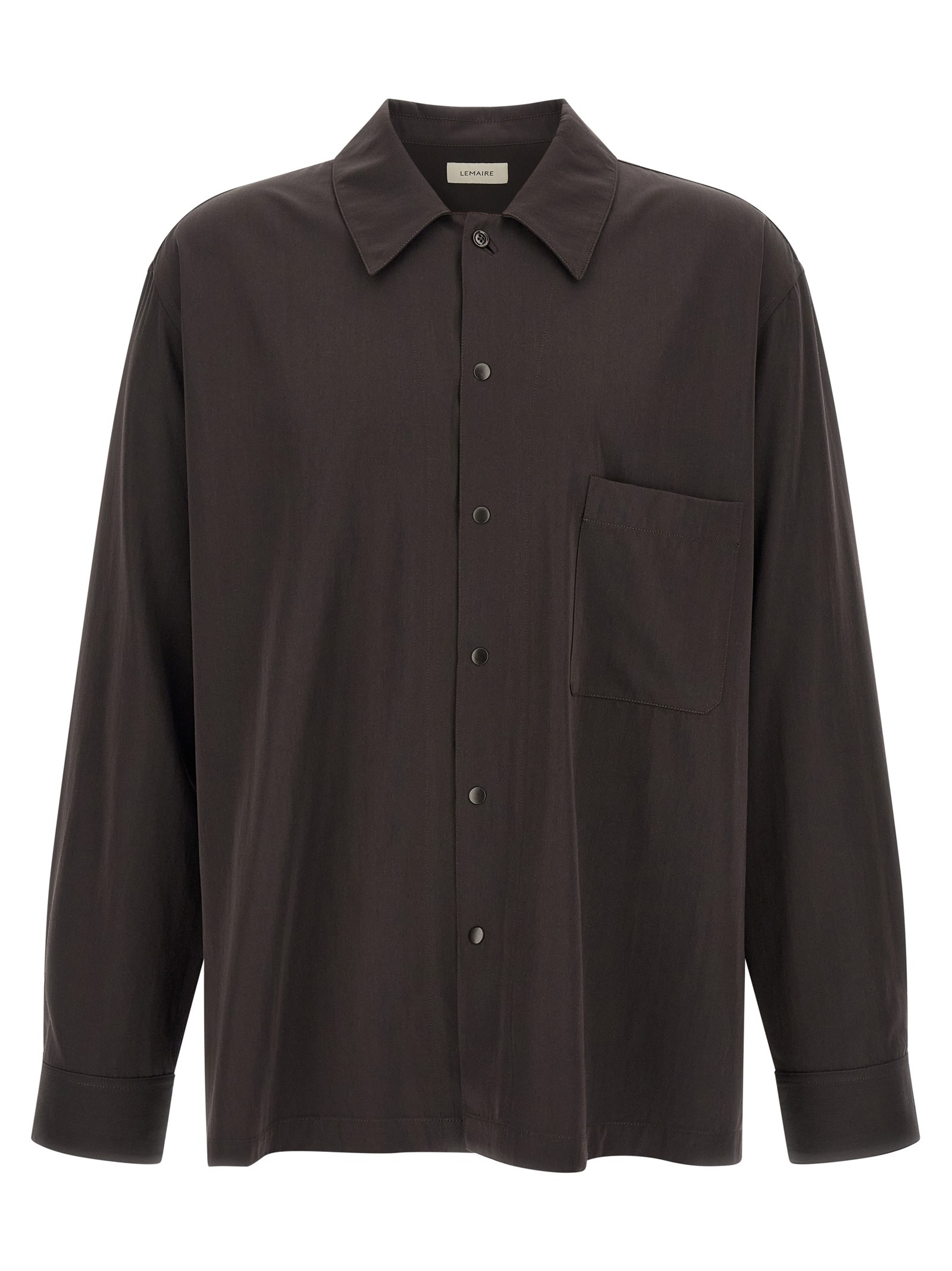 LEMAIRE Brown Wool Gabardine Overshirt