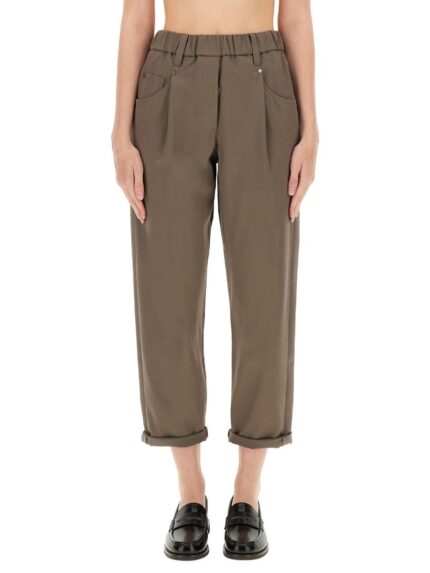 Brunello Cucinelli BAGGY PULL-ON PANTS IN COTTON COVER UP